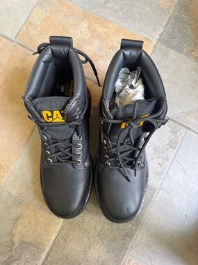 Caterpillar Black Boots with Yellow CAT Logo